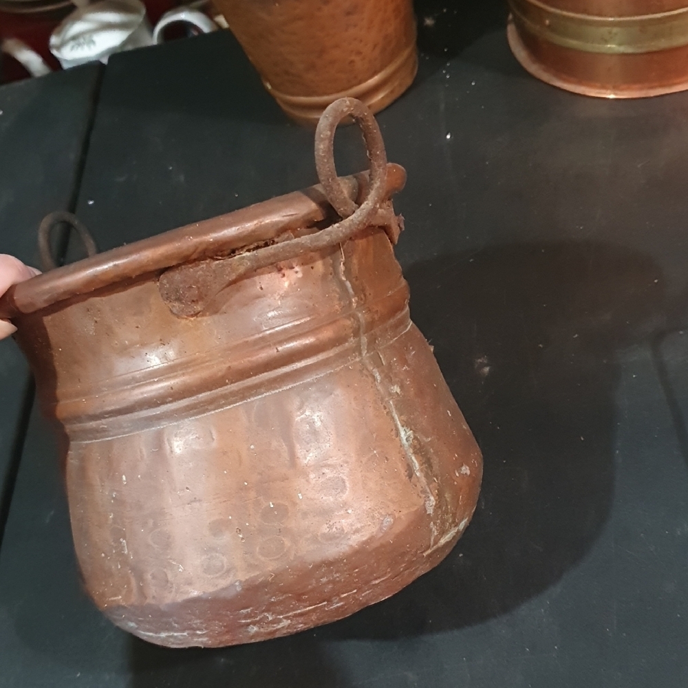 Antique Rustic Genuine Solid Copper Pot Hand Hammered Kettle - Picture 2 of 9